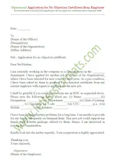 request letter format for no objection certificate from employer