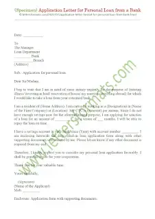 letter to bank manager for personal loan format