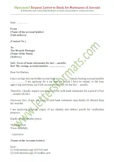 how to write a letter to bank manager for my account statement