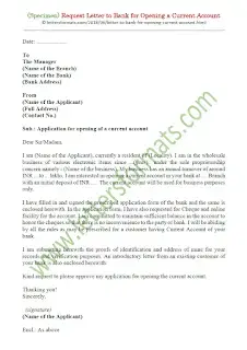 how to write a letter to bank manager for opening a current account