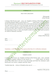 self declaration form format